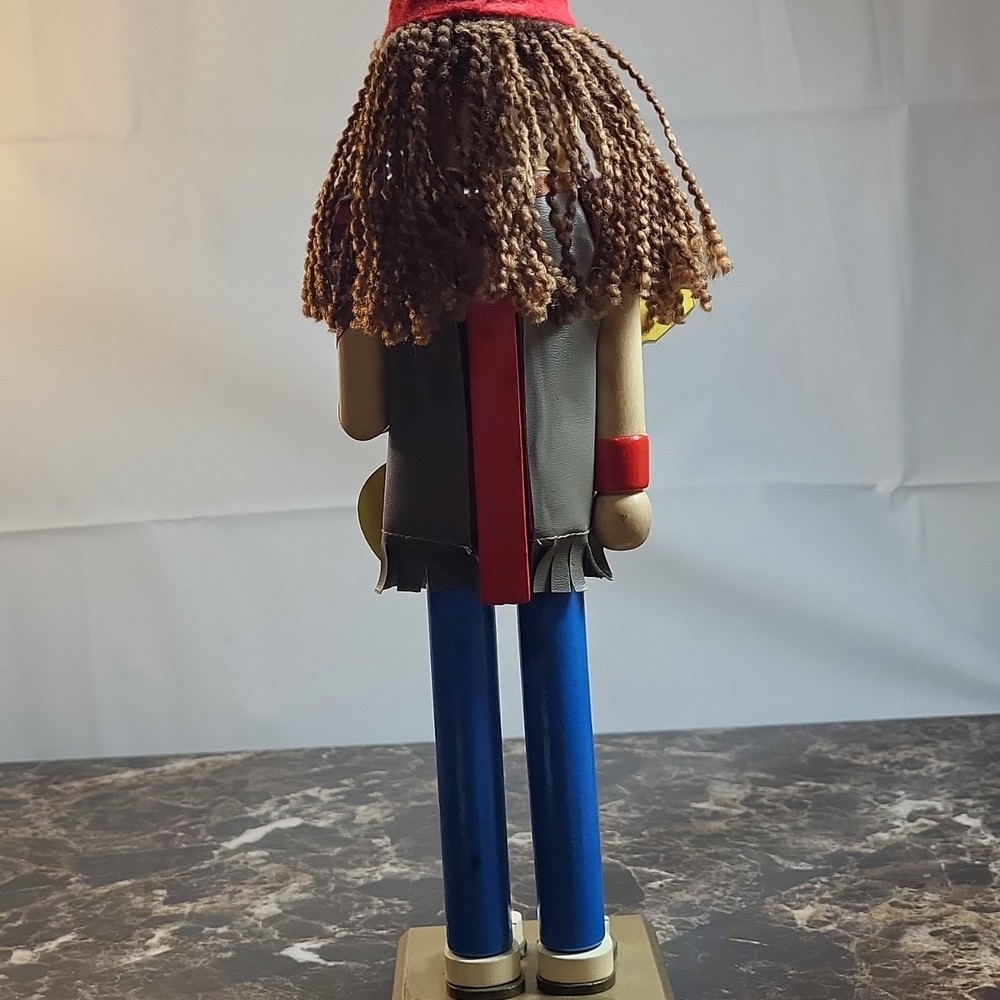 Christmas Nutcracker Figurine with Guitar, Peace Symbols, Multicolor, 2011