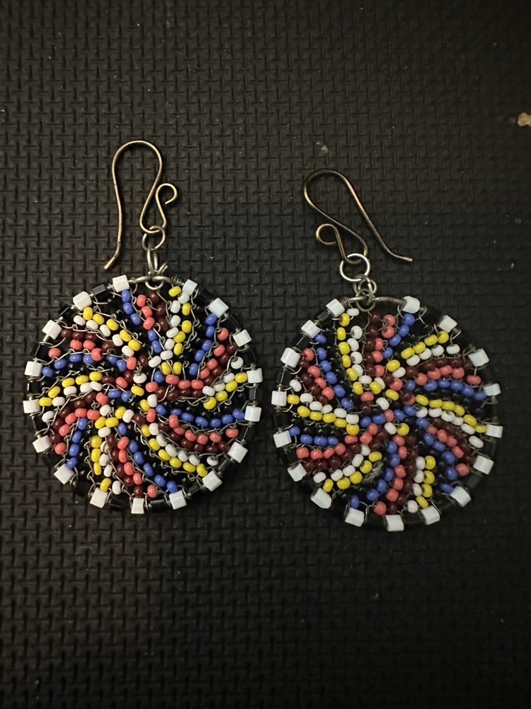 Mexican Beaded Spiral Earrings