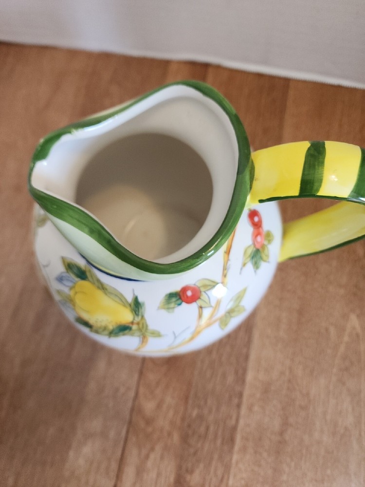 Hand Painted Ball Pitcher with Fruit Pattern