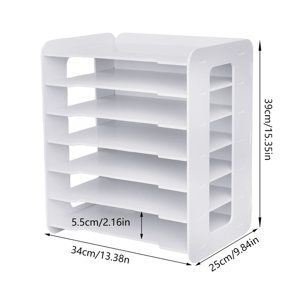 7 Tier Desktop Organizer Paper File Holder Document Storage Rack Office Home NEW