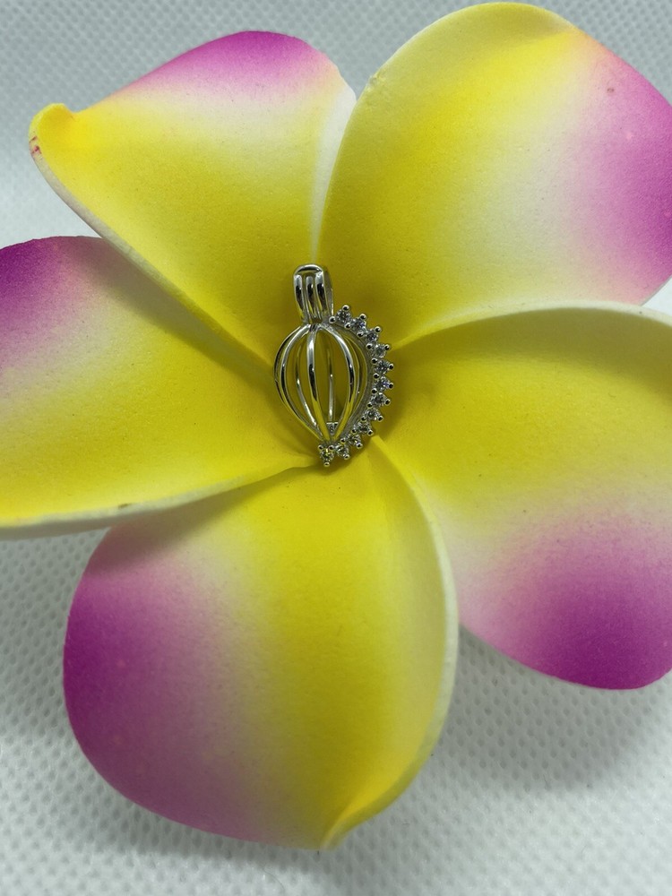 Sterling Silver 925 Cage Pendant for Pearl (1 Piece)