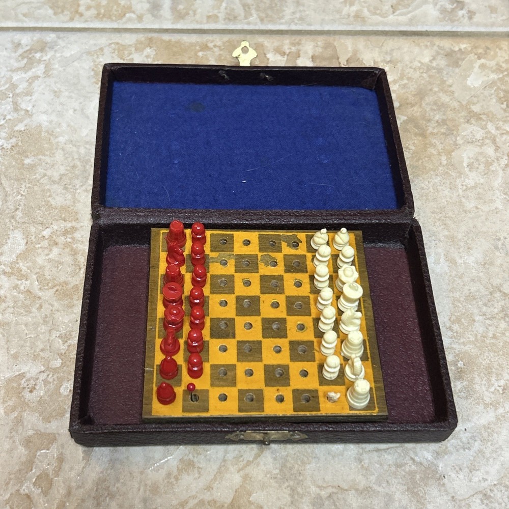 Vintage Small Travel Chess (2 Missing)