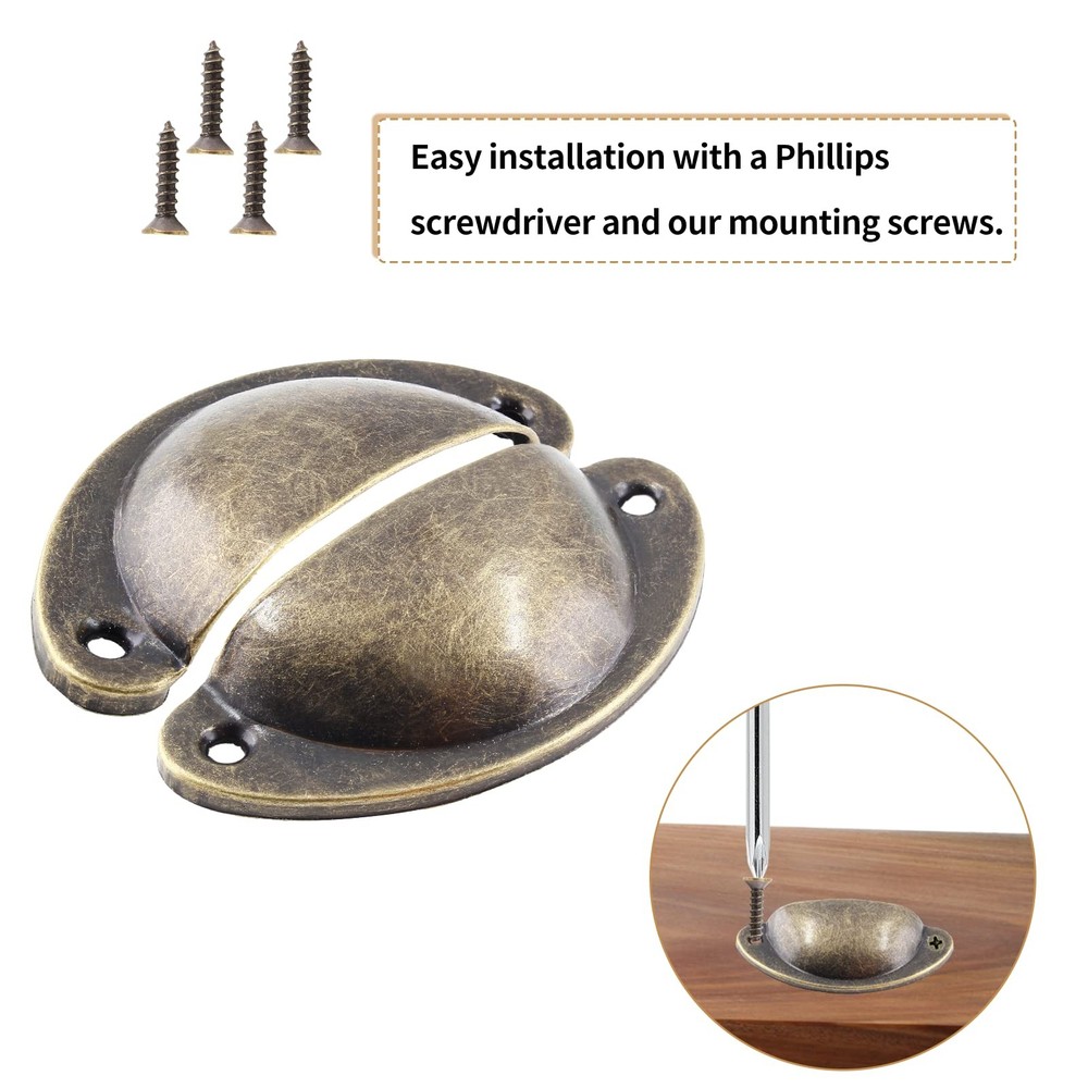 Bivethoi 20 Pack Cabinet Bin Cup Pulls Antique Bronze Half Moon Drawer