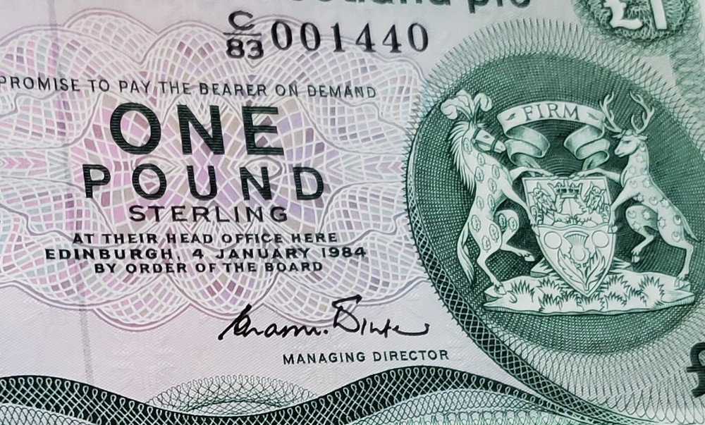 1984 Scotland One Pound Old Banknote