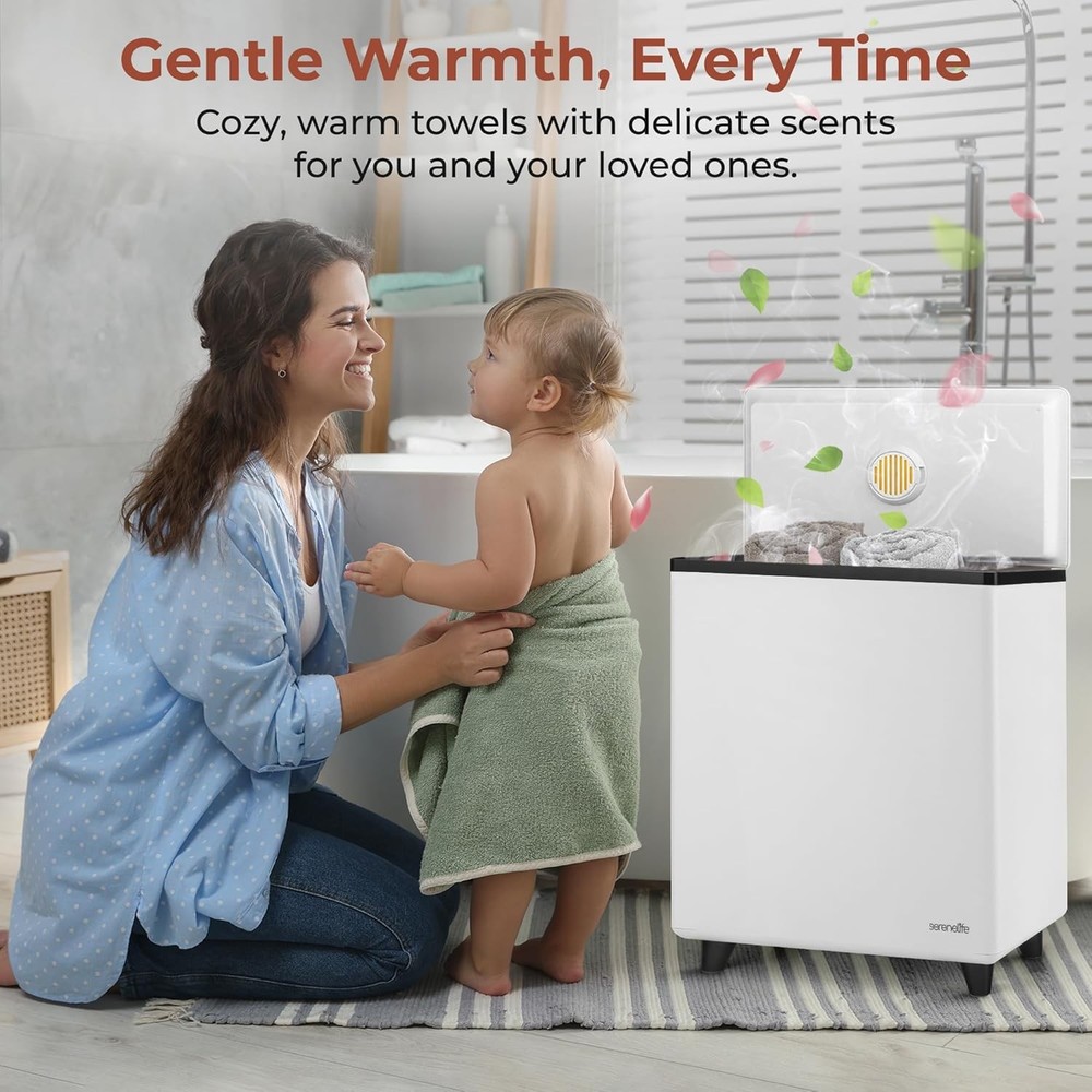 SereneLife WIFI Black Rectangular Towel Warmer Blanket Heater Auto Shut Off