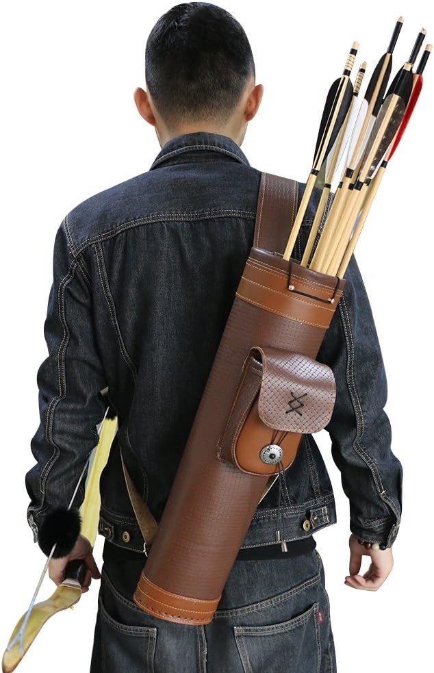 Handmade Leather Back Quiver - 50 Load Capacity, Adjustable Strap, Large Pouch