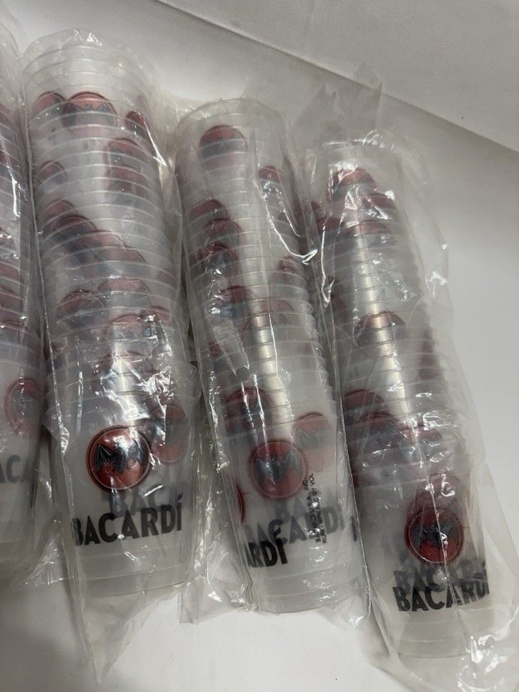 Bacardi Plastic Round Disposable Cups, 4 Sleeves