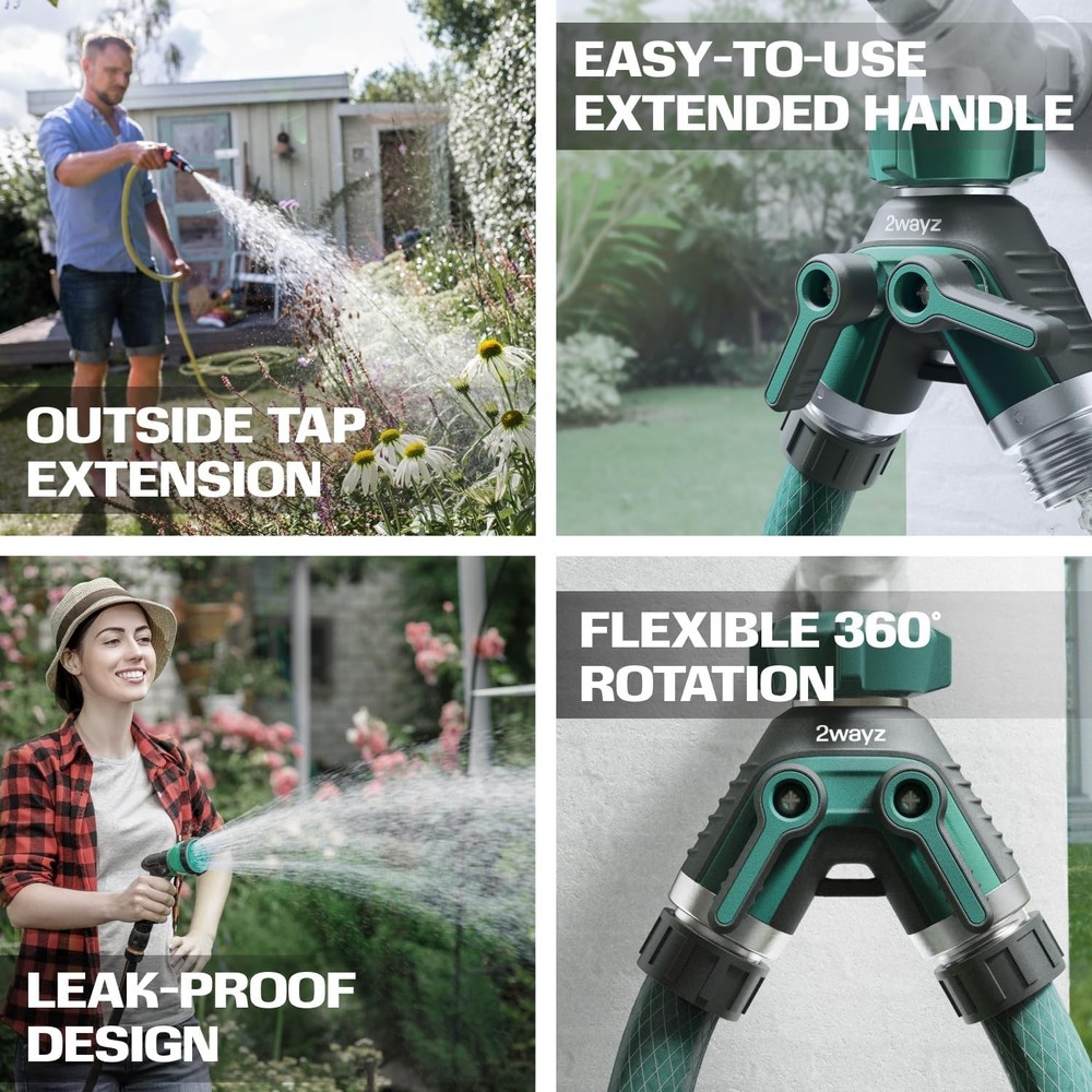 Effortless Water Direction with 360° Brass Hose Splitter & Extender