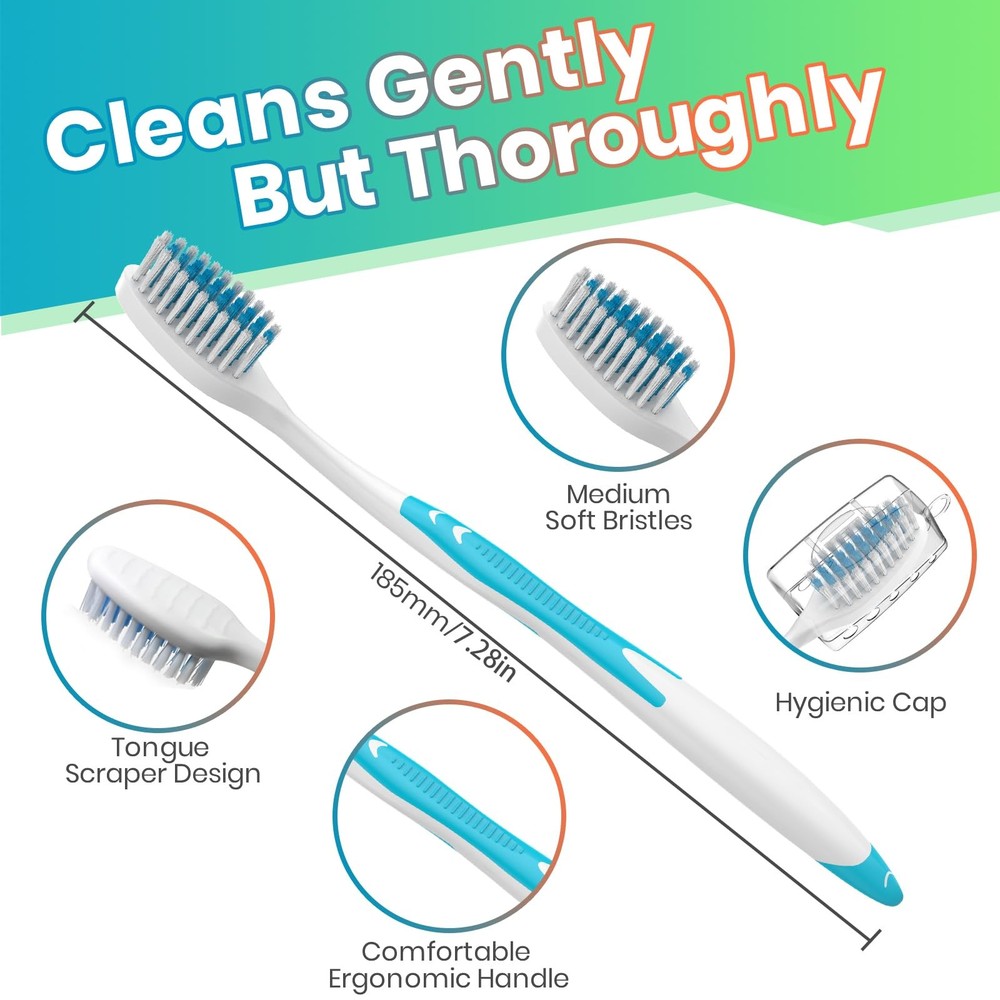 30 Pack Bulk Toothbrushes with Covers, Individually Wrapped Tooth Brush Pack ...