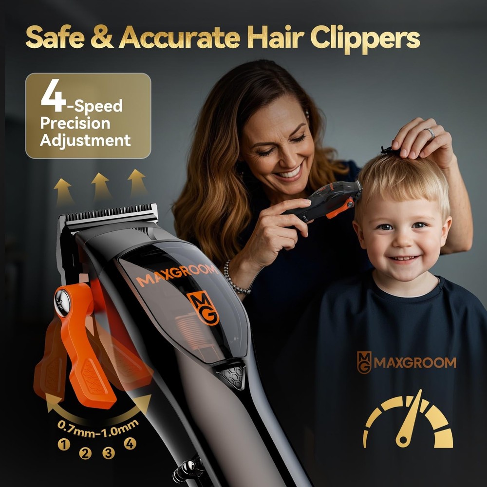 Professional Cordless Hair Clippers for Men, DLC Self-Sharped Blade, No Pulling