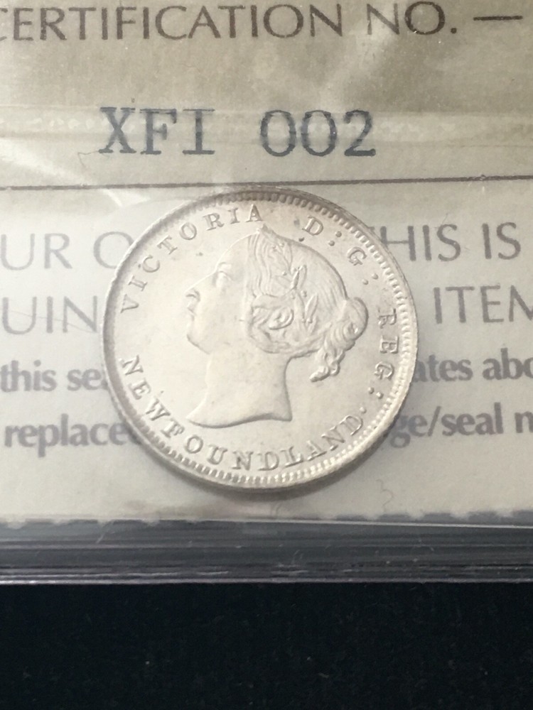 1896 ICCS Graded Newfoundland, ¢5 Cent, **AU-55**