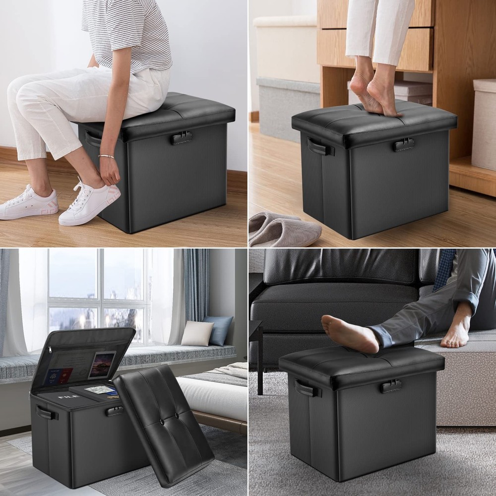 DocSafe Fireproof Storage Ottoman with Lock+Rolling File Box