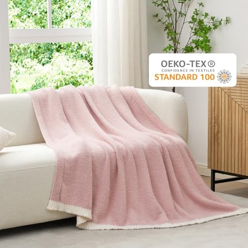 Ultra Soft Throw Blanket for Couch Bed Sofa Throw(50"x60") Solid Soft Pink
