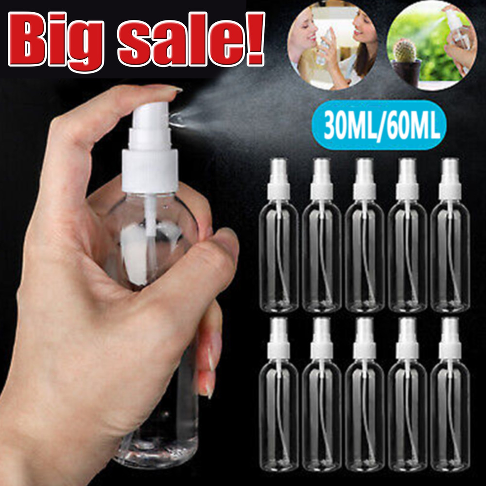 1~5PCS 30ml/60ml Travel Spray Bottle Plastic Transparent Perfume Empty Atomizer