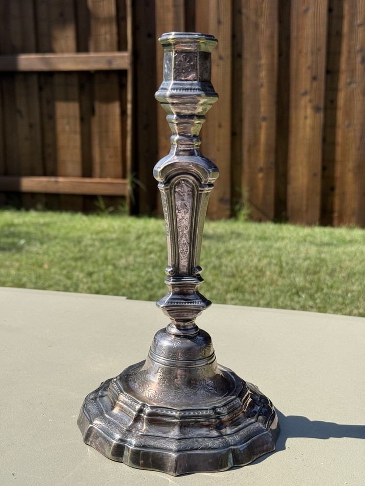 Antique Louis XIV Silvered Bronze Candlestick