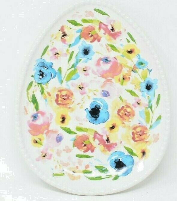 Ceramic Floral Egg-Shaped Platter