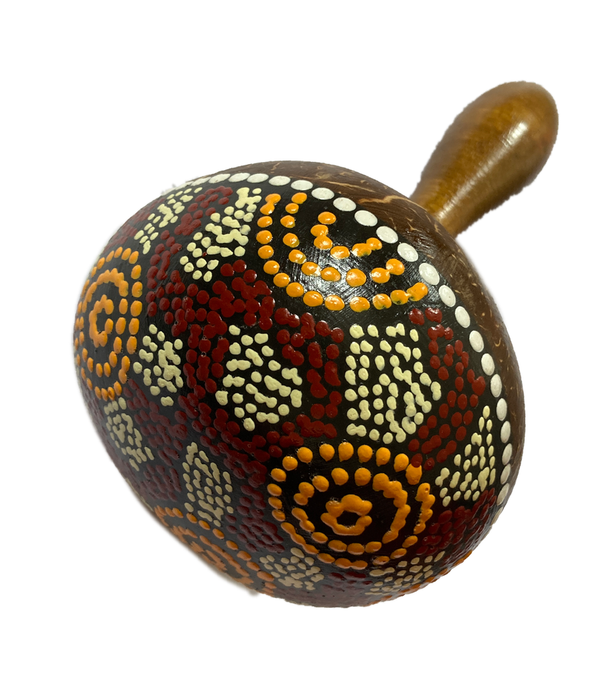 Large Hand Painted Musical Coconut Shell Shaker Rattle