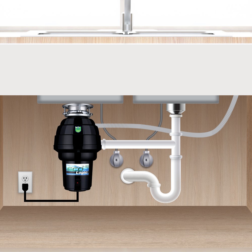 Eco Logic 1.25 HP Premium Kitchen Garbage Disposal with Plug, Continuous Feed