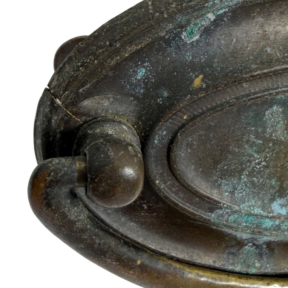 Victorian Hepplewhite Style Simple Drawer Drop Pull Oval Plate 2.5” Bore FLAW