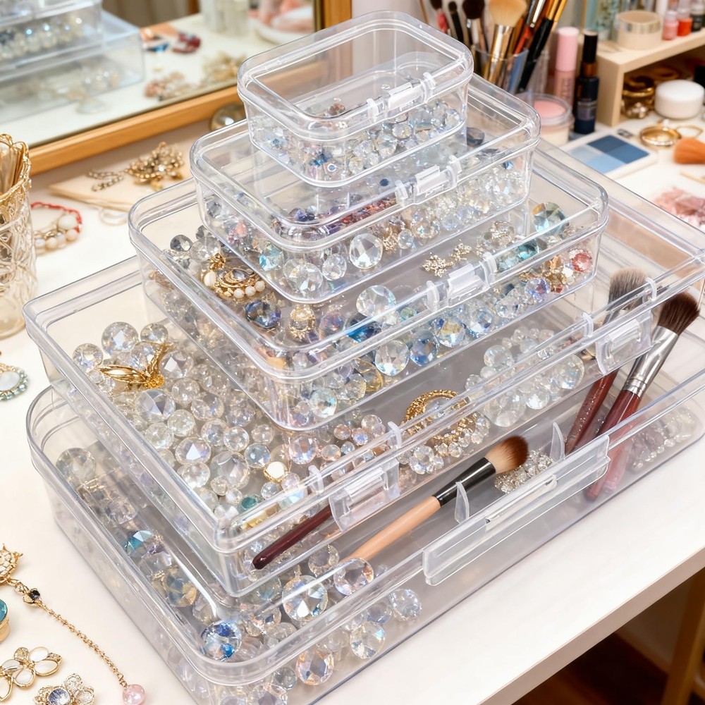 Thintinick 42 Pack Rectangular Mixed Sizes Clear Plastic Storage Containers B...