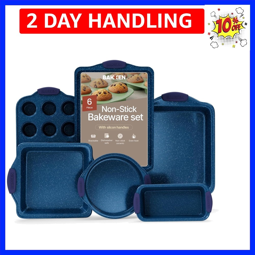BAKKEN Kitchen Baking Pan Set - Nonstick Coating, Carbon Steel Bakeware Sets ...