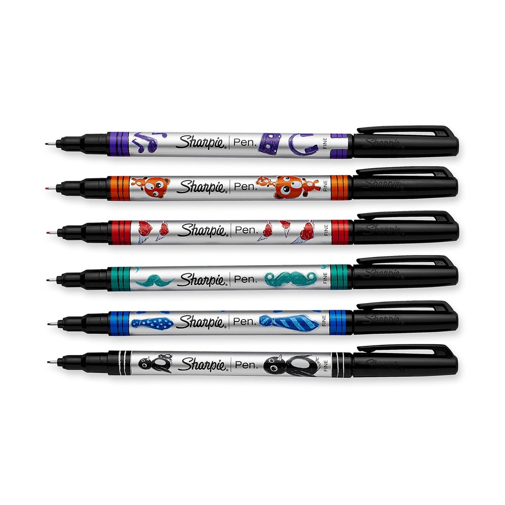 Sharpie Pen, Fine Point, 6-Pack, Assorted Colors (1924215)