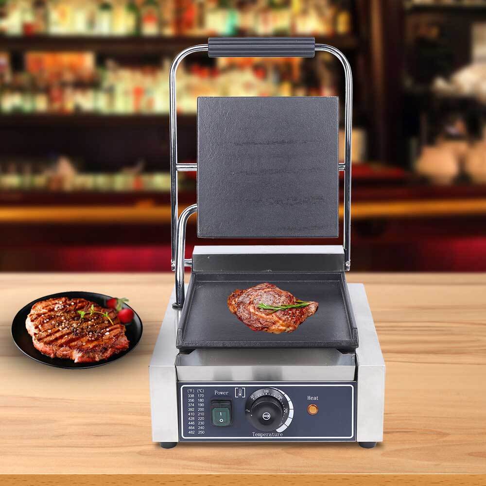Commercial Sandwich Press Grill Griddle Panini Maker Smooth Flat Surface Steak