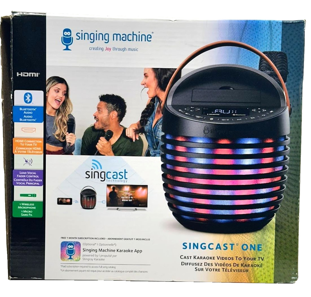 Singing Machine SingCast One Casting Bluetooth Karaoke System Wireless Mic.