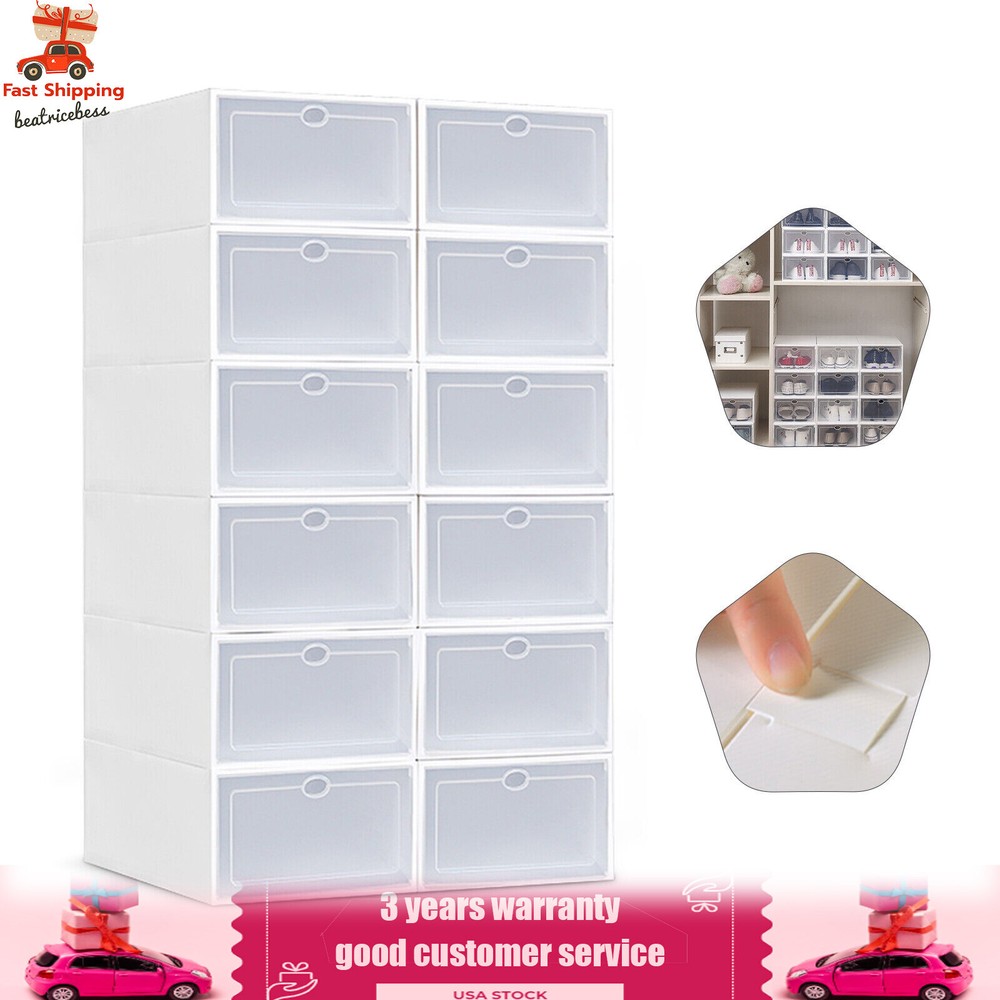 20Pcs Plastic Shoes Storage Box Stackable Display Case Sneaker Organizer Case