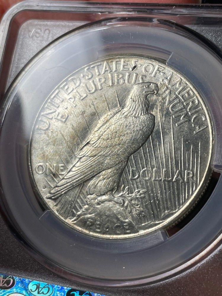 1922-S CACG MS63 Peace Silver Dollar Better Date Flashy Reverse