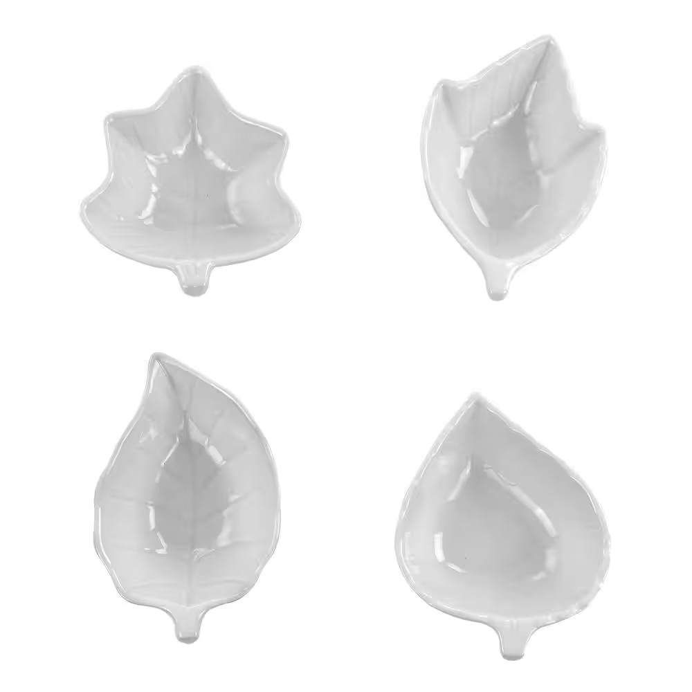 4-Piece Ceramic Tidbit Dish Set in White