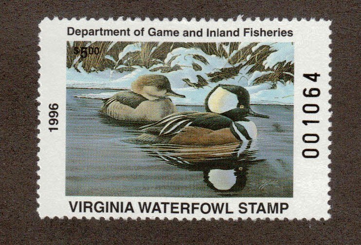 VA9 - Virginia State Duck Stamp. MNH. OG. Single.