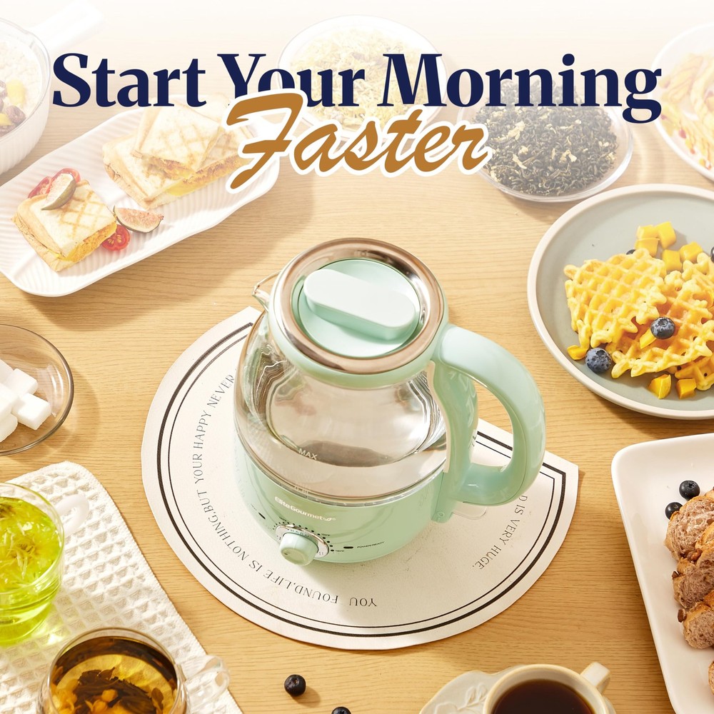 1.2L Electric Glass Kettle, 1200W Fast Boil, Adjustable Temperature Control &...