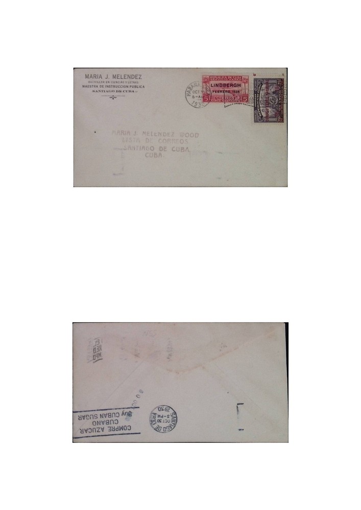 CMI) 1930. CARIBE. HISTORICAL MONUMENTS. INTERNAL MAIL. FRONT AND BACK. XF