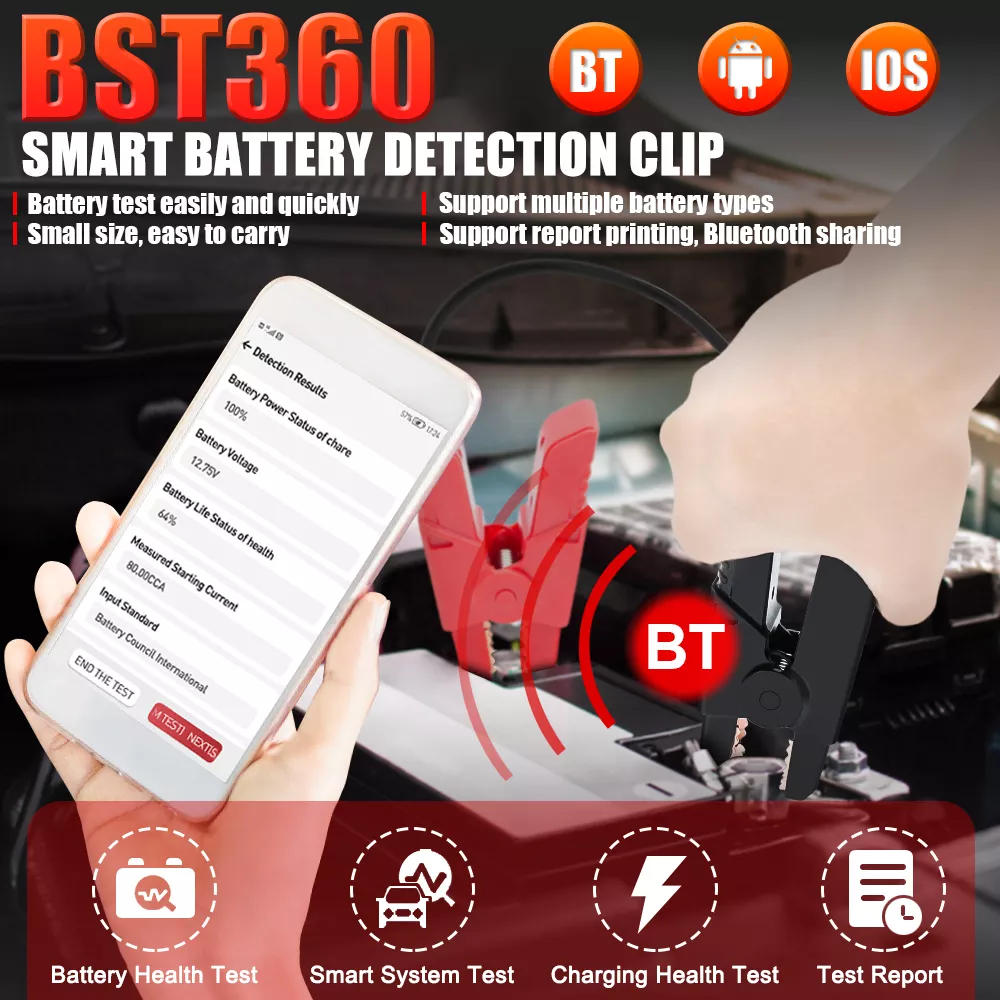 LAUNCH BST360 Car Battery Tester 6V 12V Load Tester Charging System Analyzer
