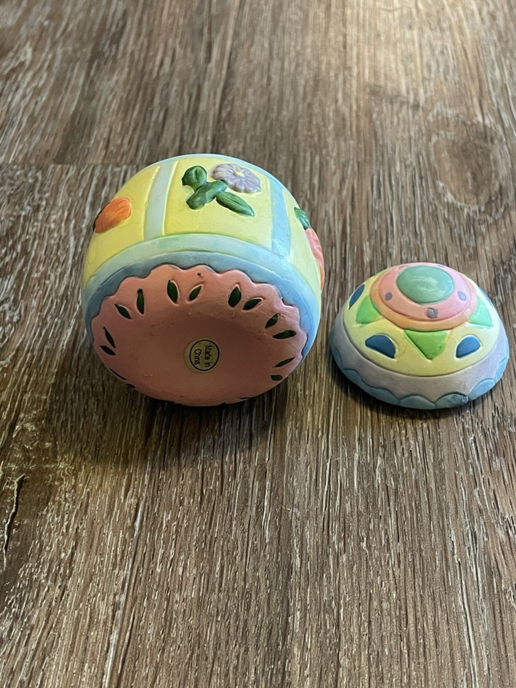 NEW Open BOX Ceramic Easter Egg Candles 6 pc. Unscented Hand Painted Colors