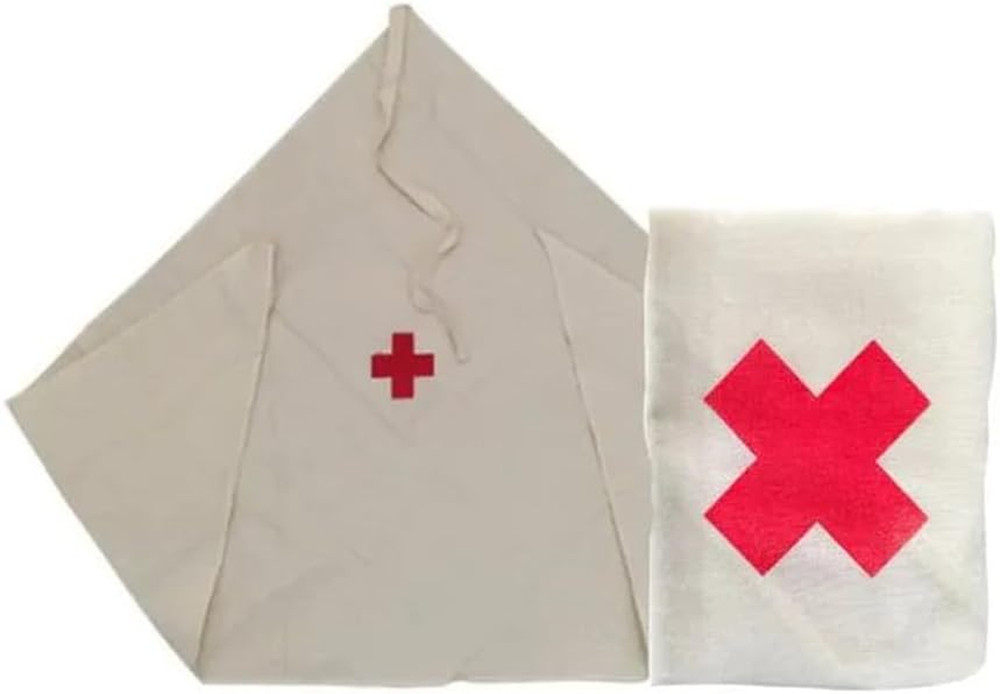 2 Pack First Aid Triangular Bandage with Red Cross Sign Fabric First Aid Triangl