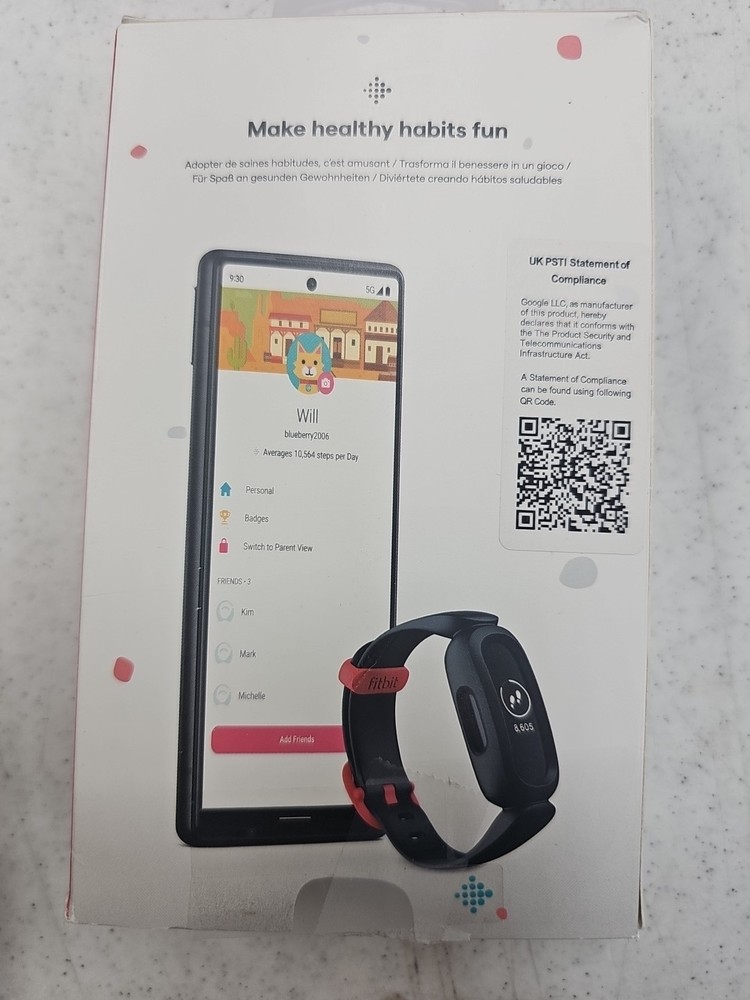 Fitbit Ace 3 Activity Tracker for Kids 6+ Black Racer Red