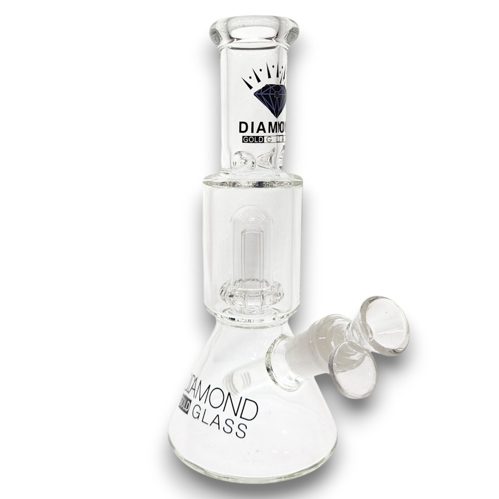 9" Small Beaker Bong Mini Water Pipe Thick Glass Hookah SHOWER PERC Diamond