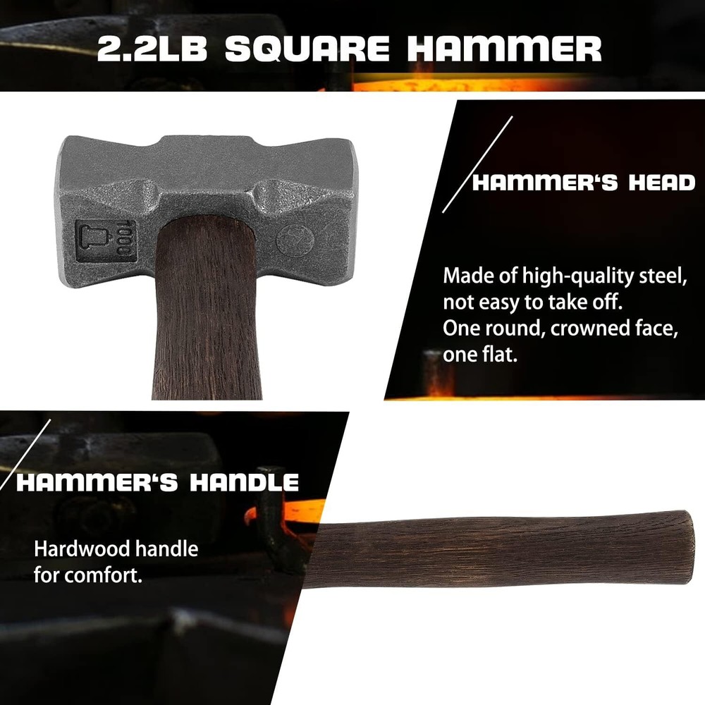 Square Forging Hammer Bladesmithing Tool for Farrier Blacksmith Bladesmith