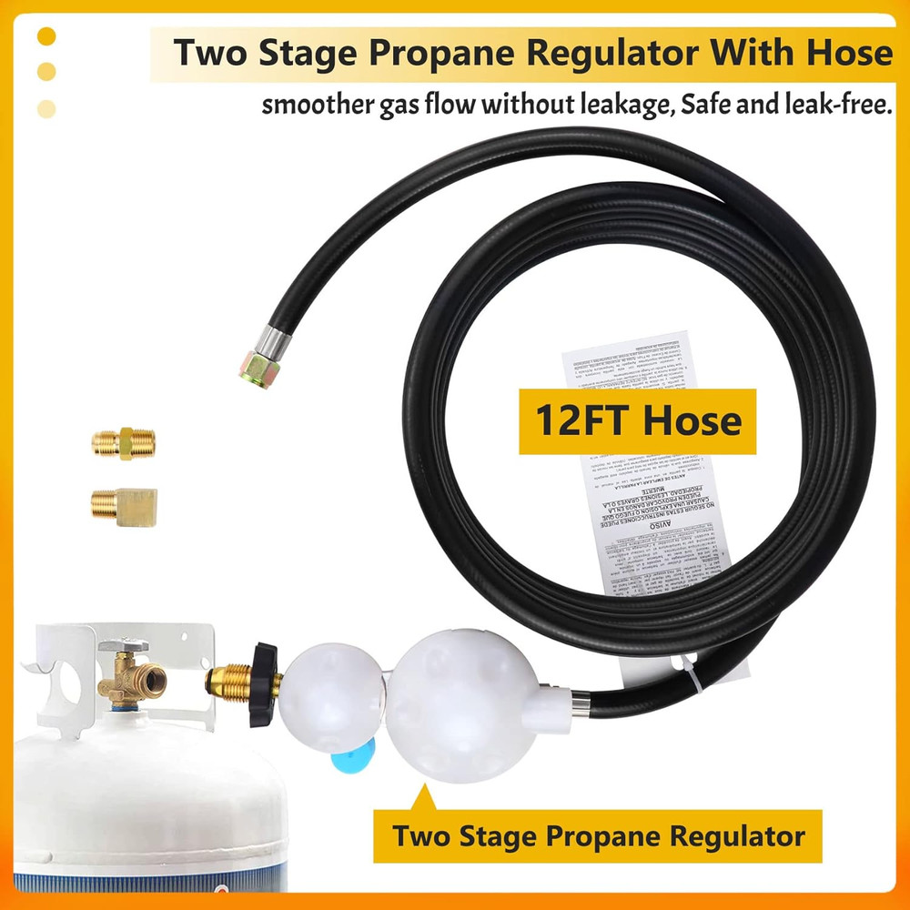 12 FT F273684 Propane Hose with Regulator Compatible with Mr Heater F273684 Budd