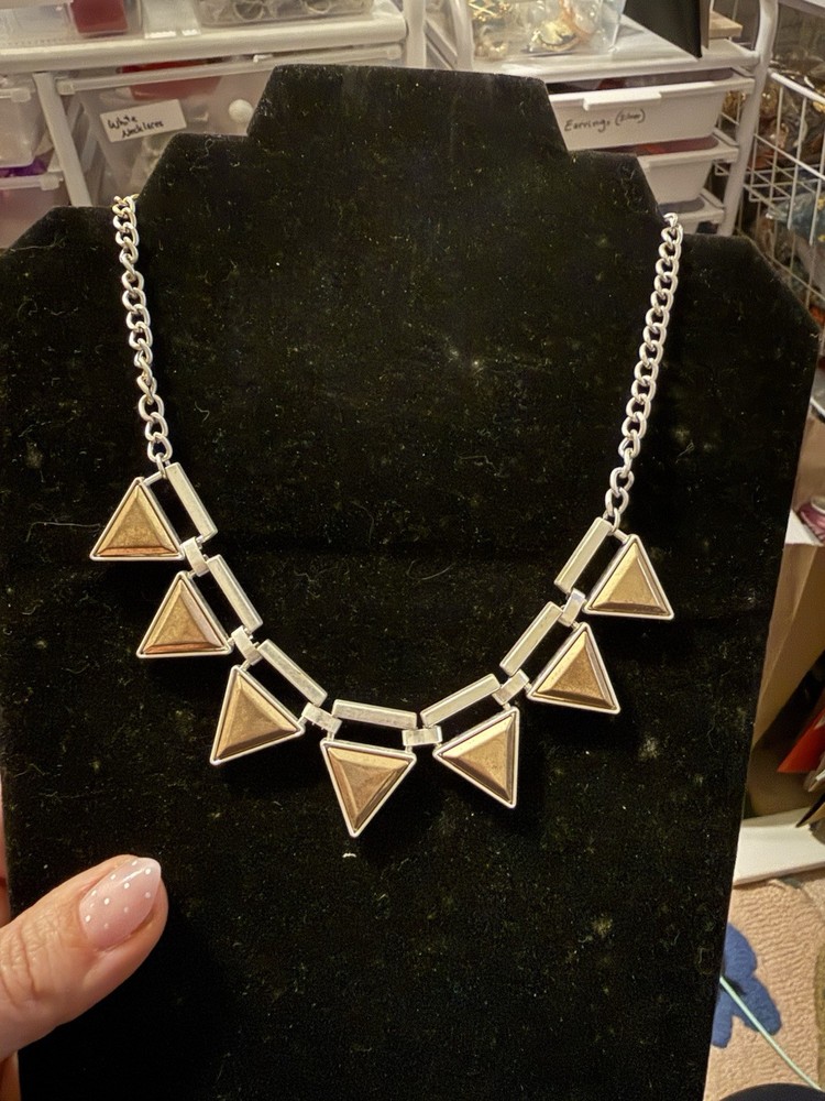 Plunder Vintage Silver Tone Triangle Necklace