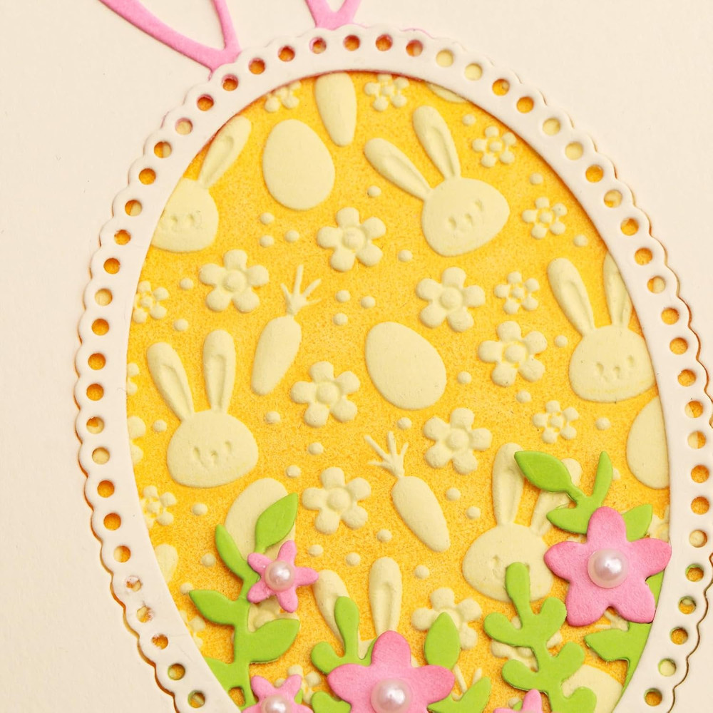 3D Embossing Folder for Card Making,Easter Bunny Plastic Texture Fades Embossing