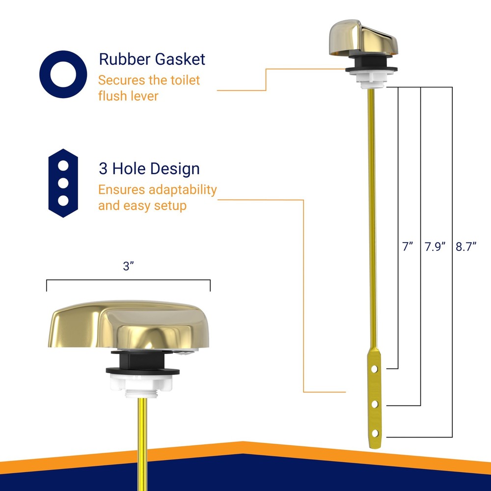 Polished brass side mount toilet handle