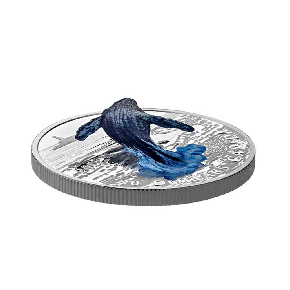 2017 Canada $20 Three Dimensional Breaching Whale Fine Silver With Out Black Box