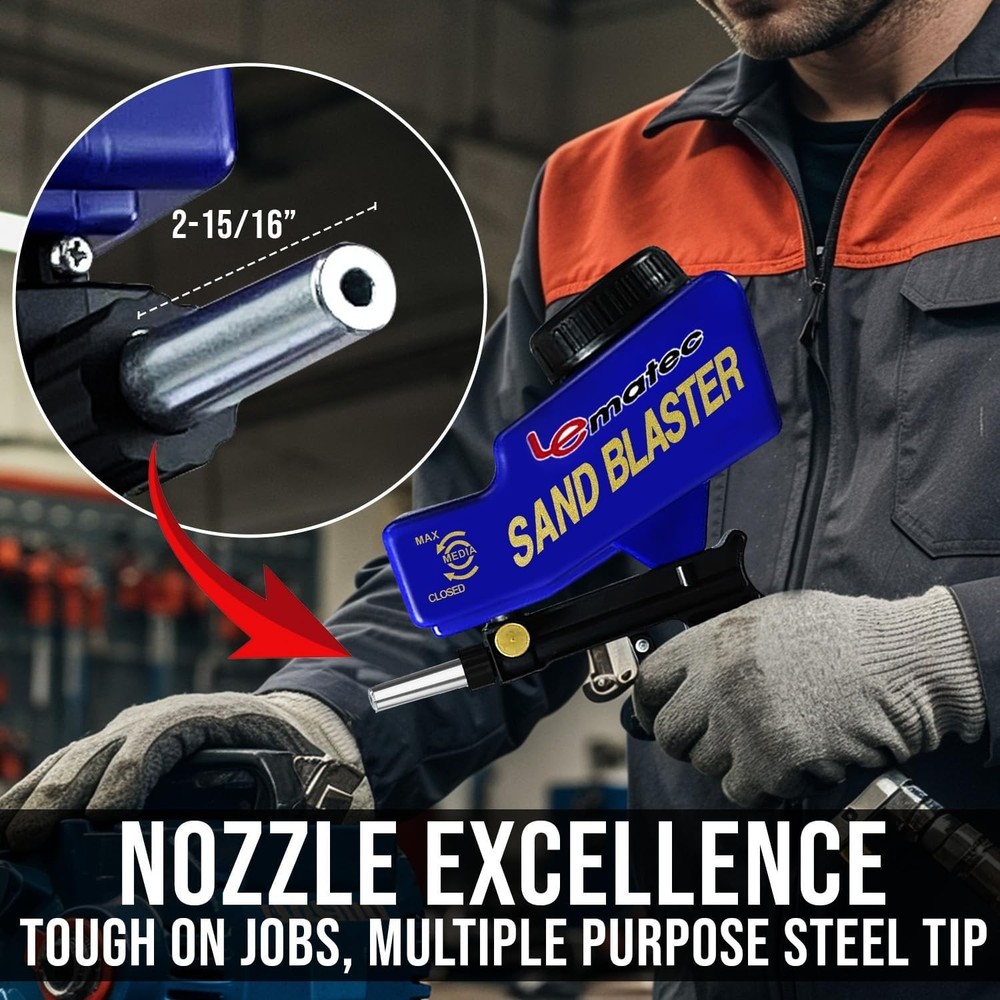 Gravity-Fed Sand Blaster with Adjustable Control - Ideal for Restorers & DIYers
