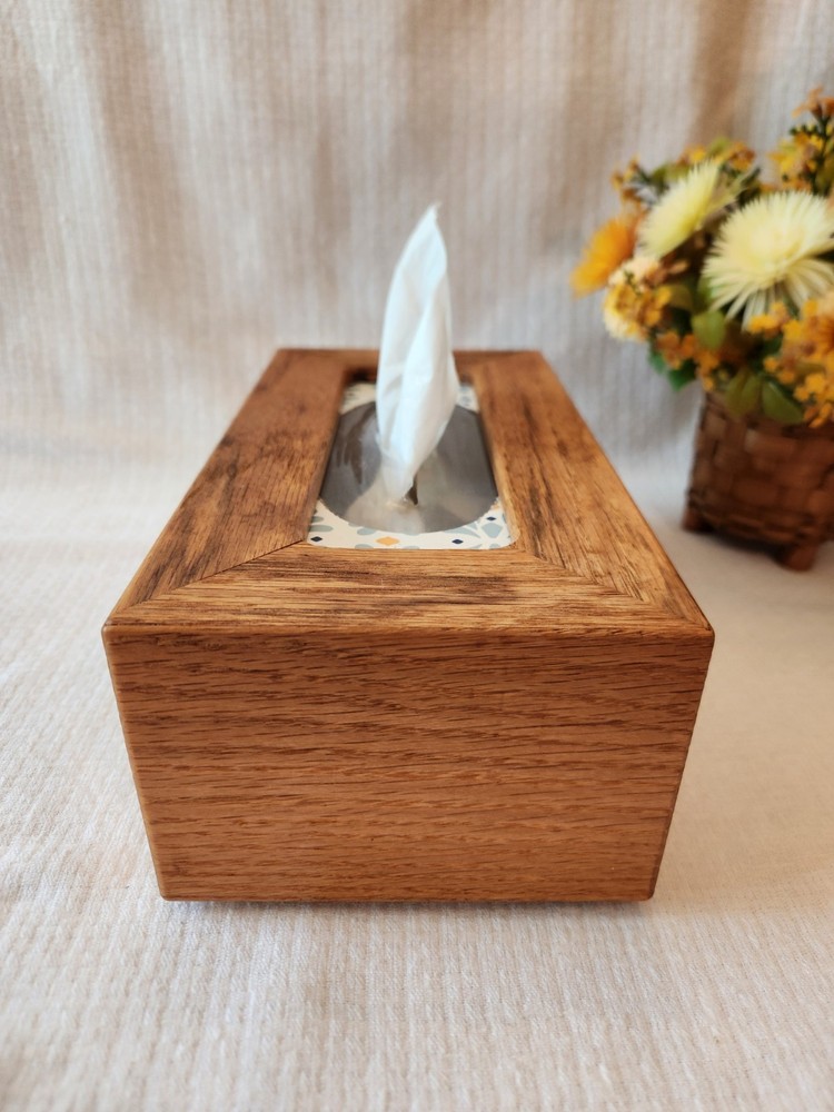 Vintage Handmade Tissue Box Cover Solid Oak Tissue Dispenser Rectangle Rustic