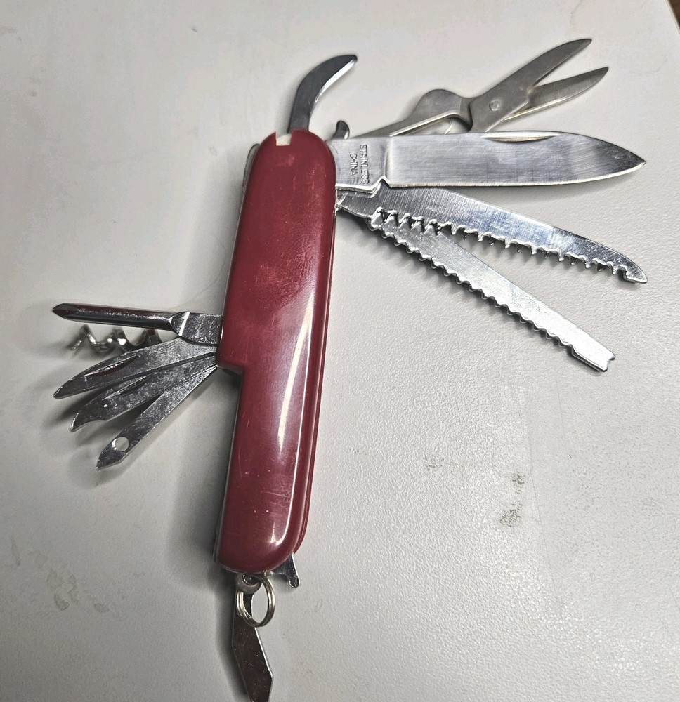 Multi Tool Pocket Knife Made In China Red Handles 11 Tools
