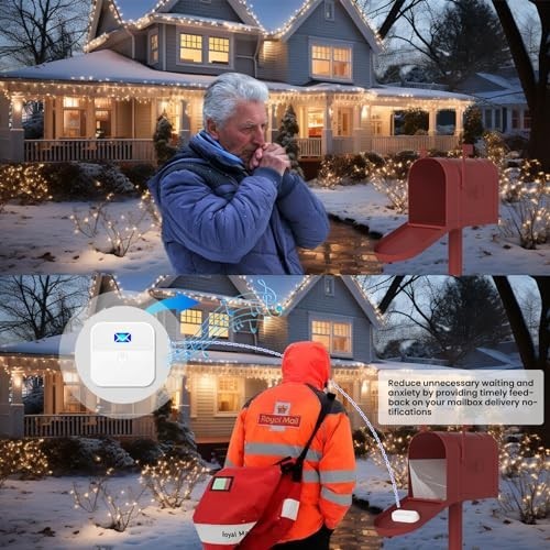 Wireless Mailbox Alarm System - Long Range 600ft Alert with LED Light & Sound No