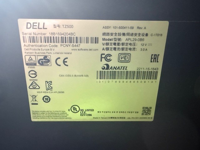 DELL SonicWall TZ500 Security Firewall Appliance Router
